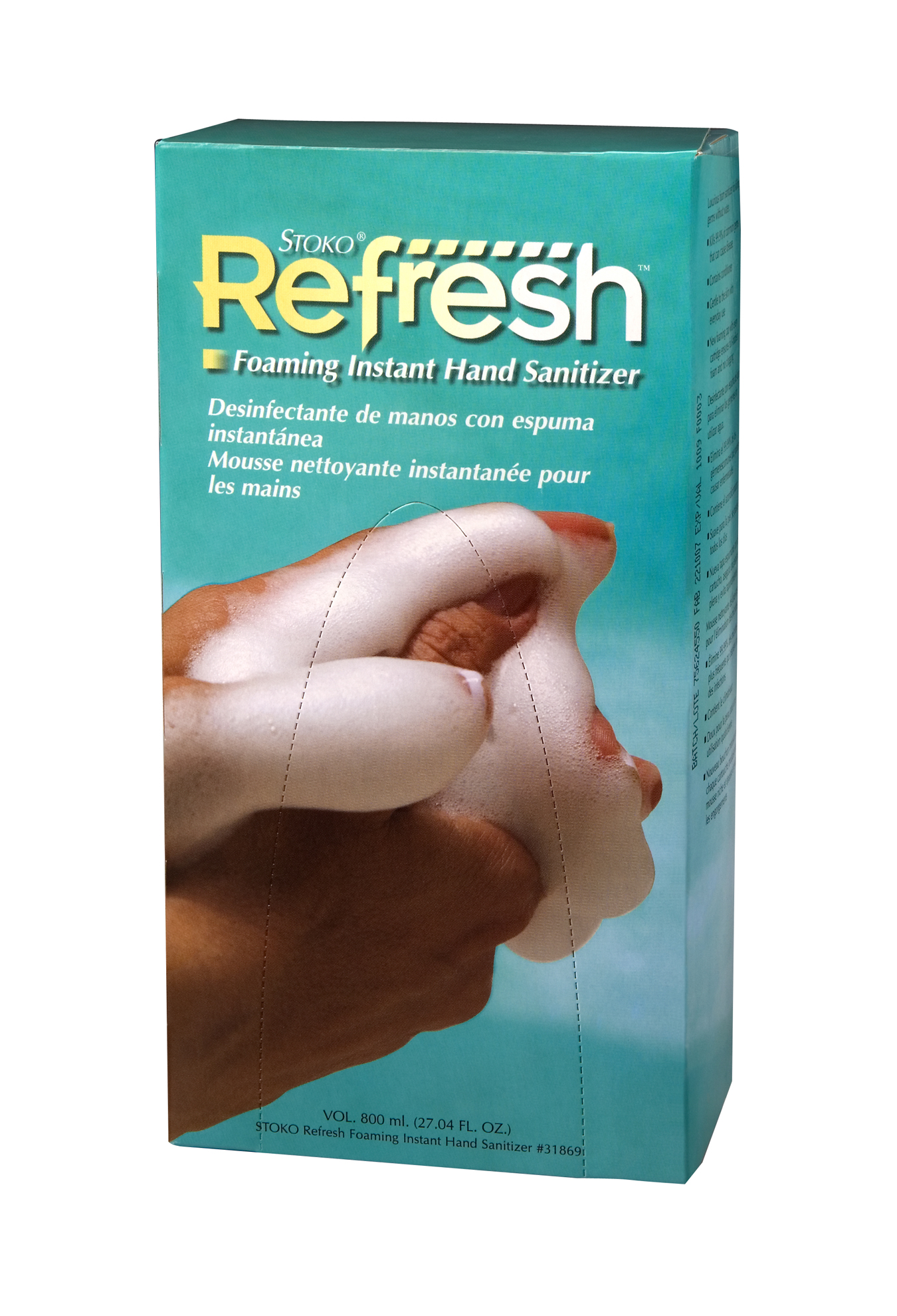 Stoko Refresh® Foaming Instant Hand Sanitizer 800mL cartridge, 6/case